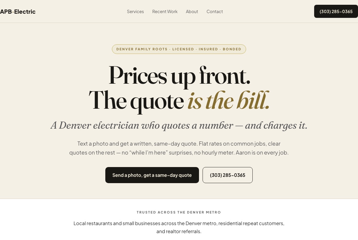 APB Electric rebuilt homepage